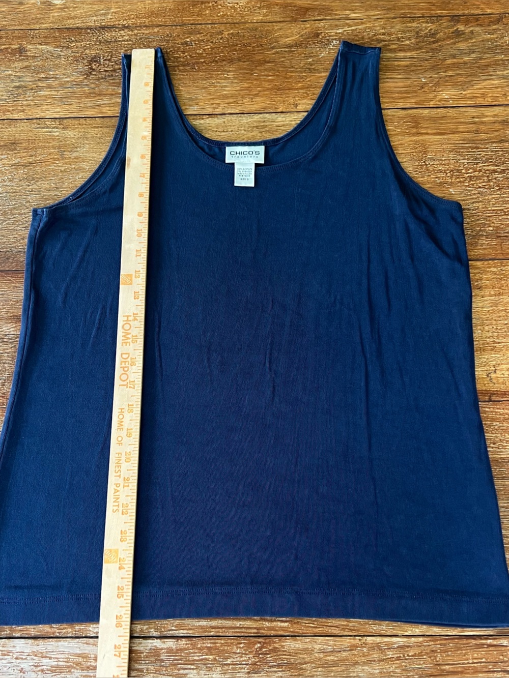 Chico's Travelers Navy Blue Slinky Scoop Neck Tank Top Size 3 XL - Picture 7 of 9